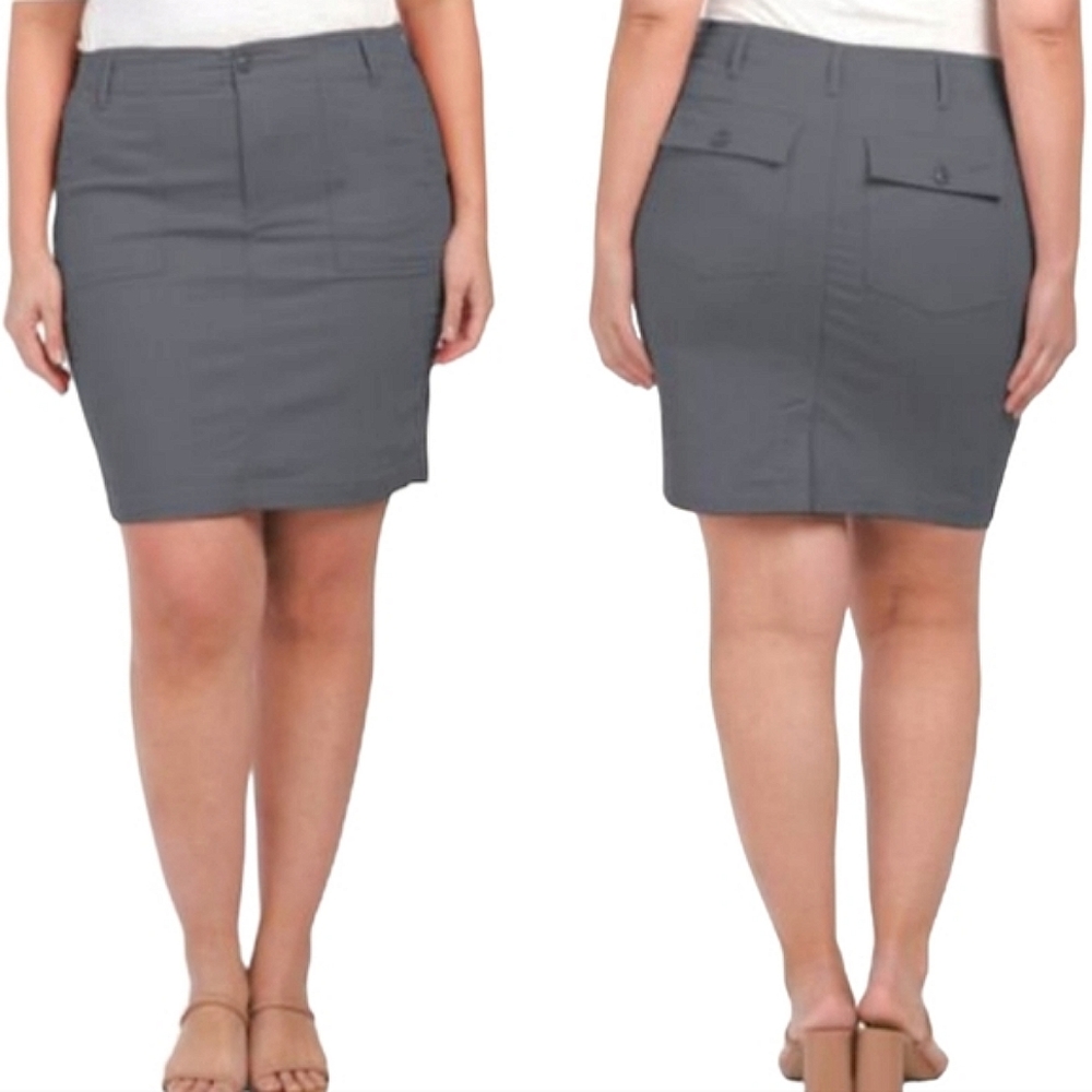 Liverpool Utility Grey Midi Skirt